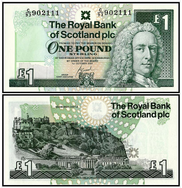 Scotland 1 Pound  2001 P-351e original Banknote