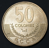 Costa Rica, 50 Colones, Random Year, VF Used Condition, Original Coin for Collection