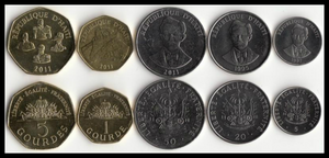Haiti, Set 5 PCS Coins, UNC Original Coin for Collection