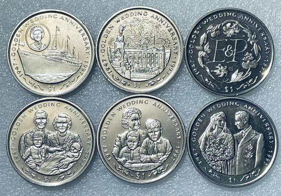Sierra Leone, Set 6 PCS 1 Dollar Coins, 1997, UNC Original Coin for Collection