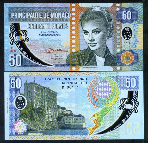 Monaco, 50 Francs, UNC Original Business Test Banknote for Collection