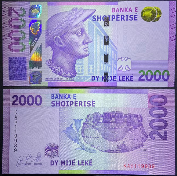 Albania, 2000 Leke, 2022(2020), P-79, UNC Original Banknote for Collection