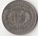 Dominica, 0.5 Pesos, 1983, F-VF Used Condition, Original Coin for Collection