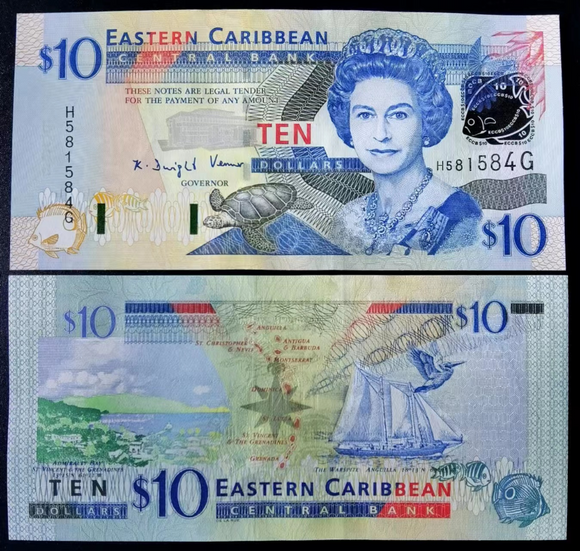 Eastern Caribbean, 10 Dollars, 2003, P-42G, UNC Original Banknote for Collection