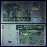 Madagascar, 2000 Ariary, 2007 P-93, UNC Original Banknote 1 Piece