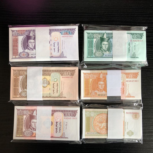 Mongolia Set Lot 6 PCS X 100 Sets ( Bundle ) Banknotes, UNC Original Banknote