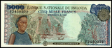 Rwanda, 5000 Francs, 1988 P-22, UNC Original Banknote for Collection