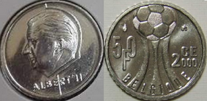 Belgium, 50 Francs, 2000, Original Coin for Collection