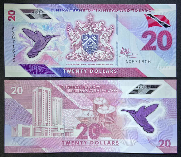 Trinidad and Tobago, 20 Dollars, 2020, P-W63, UNC Original Polymer Banknote for Collection