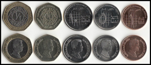 Jordan, Set 5 PCS Coins, UNC Original Coin for Collection