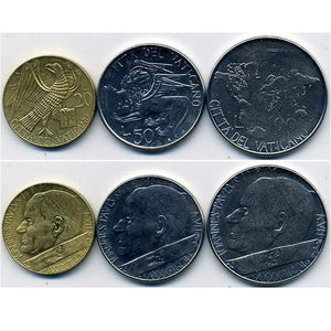 Vatican Set 3 PCS Coins, 20,50,100 Lire, 1985, Vaticano Coin for Collection KM#186,187,188