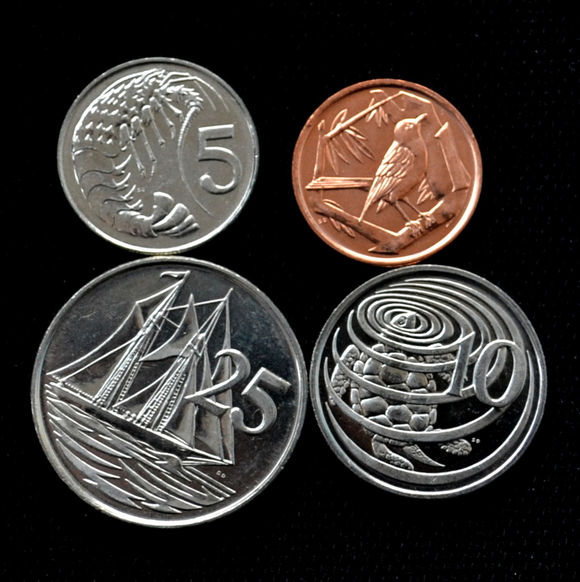 Cayman Islands, Set 4 PCS Coins, Original Coin for Collection