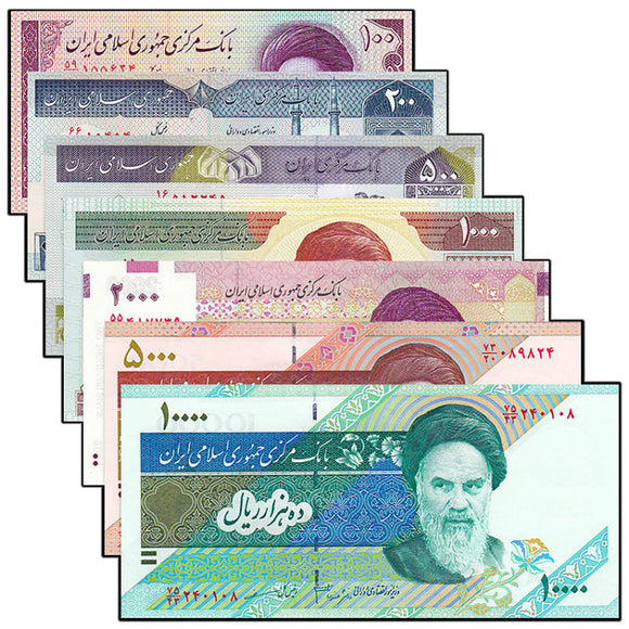 I-R, Set 7 pcs ( 100-10000 Rials ) Banknotes UNC Original Banknote