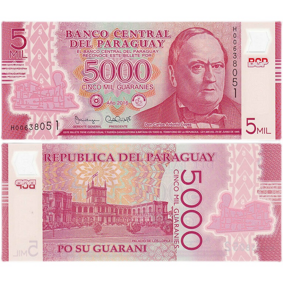 Paraguay, 5000 Guaranis,  2011, UNC Original Banknote for Collection