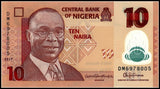 Nigeria 10 Naira 2017 P-39l Polymer Original Banknote