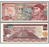 Mexico 20 Pesos 1972-77 P-64 UNC Original Banknote