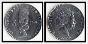 Cook Islands 5 Cent 2000 KM#369 Original Coin