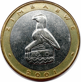 Zimbabwe, 5 Dollars, 2001-2003 Random Year, VF Used Condition, Original Coin for Collection