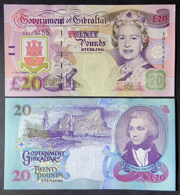 Gibraltar, 20 Pounds, 2006, P-33, UNC Original Banknote for Collection