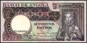 Angola, 500 Escudos, 1973, P-107, VF-AUNC Original Banknote for Collection