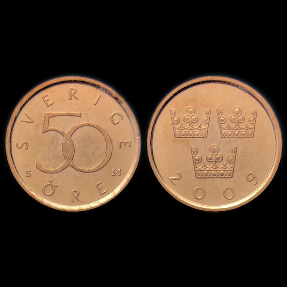 Sweden 50 Ore, Random Year, Coin 1 Piece