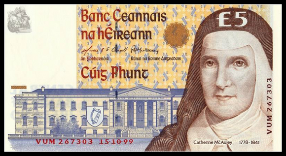 Ireland Republic, 5 Pounds, 1999, P75b, UNC Original Banknote for Collection