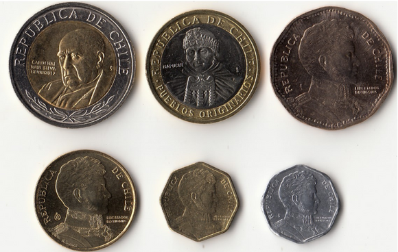 Chile, Set 6 PCS Coins, UNC Original Coin for Collection