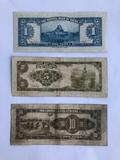 China, Set 3 PCS, (1 5 10 Yuan), 1945, Central Bank, Used Condition F- VF, Original Banknote for Collection
