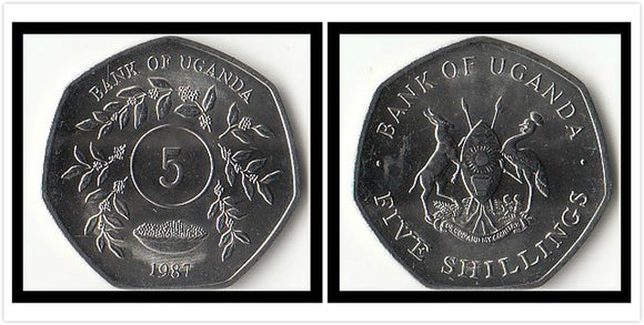 Uganda 5 Shillings 1987 KM#29 Original Coin