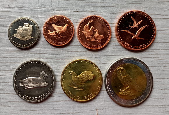 Gough Island,  Set 7 PCS Coins, UNC Original Coin for Collection