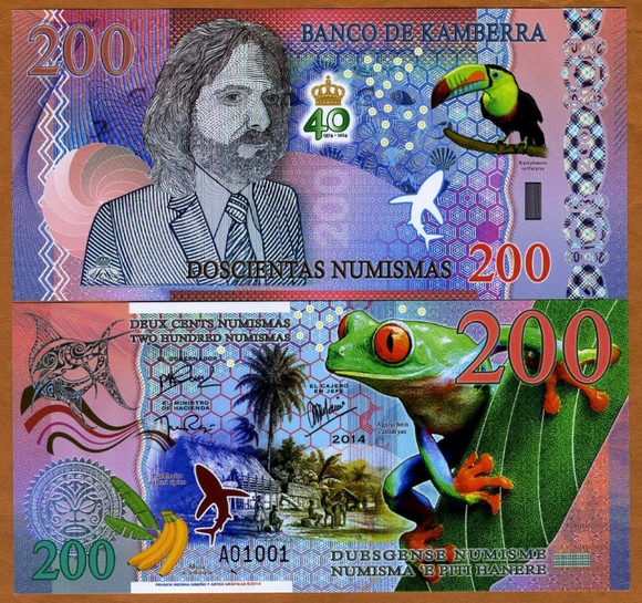 Kamberra, 200 Numismas,  2014, UNC Original Polymer Banknote for Collection