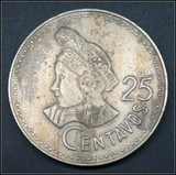 Guatemala, 25 Centavos, Random Year, UNC Original Coin for Collection