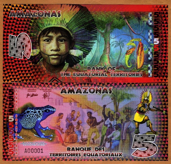 Brazil Amazonas, 5 Cruzeiros, UNC Original Polymer Banknote for Collection